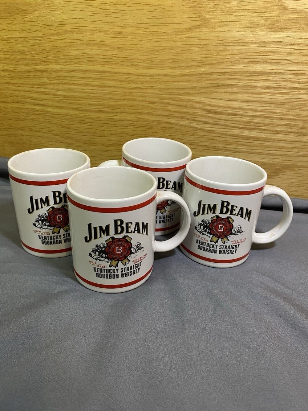 LOT 4 Collection CERAMIC MUGS JIM BEAM Kentucky Straight Bourbon Whiskey